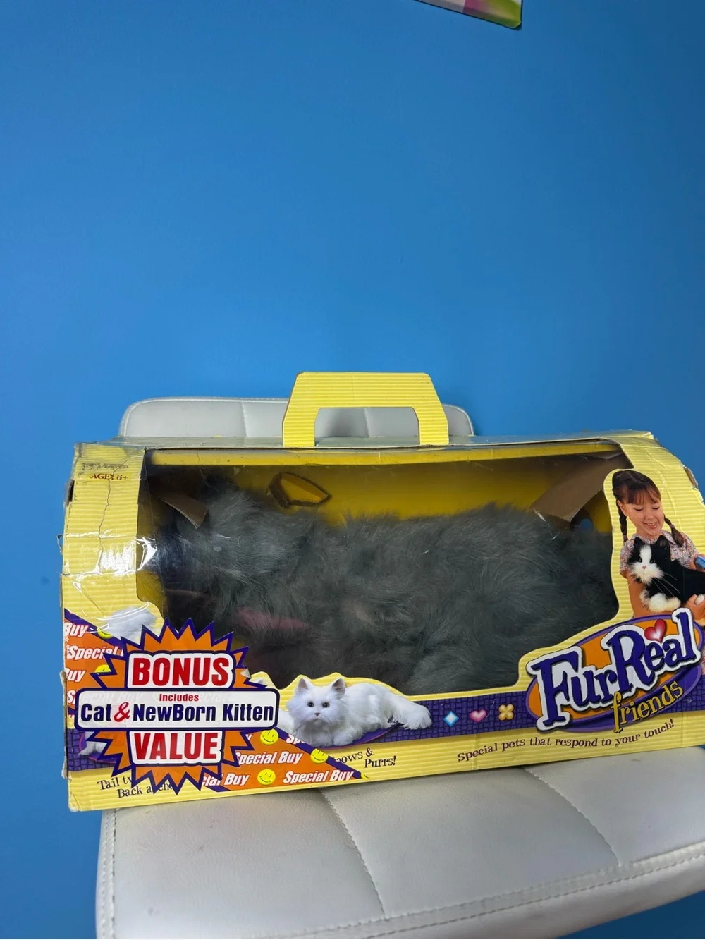 Tiger Electronics FurReal Friends Gray Shaggy Kitty Cat Interactive Plush Toy